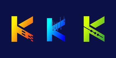 brief k technologie logo ontwerp voor bedrijf, digitaal, technologie, media, gegevens vector