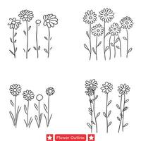 bloemen kalmte verbijsterend schets silhouet ontwerpen met divers bloesems, op maat gemaakt voor ontwerpers en ambachtslieden gelijk vector