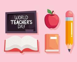 wereld leraren dag icon set vector