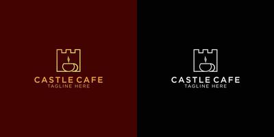 kasteel cafe minimaal lijn kunst stijl logo ontwerp sjabloon, vector illustratie