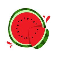 watermeloen plak vector. watermeloen tekenfilm illustratie fruit vector ontwerp, hand- getrokken