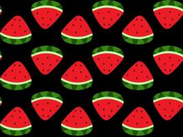 schattig zomer patroon. vector patroon van watermeloen plakjes Aan zwart achtergrond