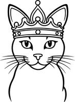 kat vervelend kroon, koningin kat lijn kunst, wit kat, Koninklijk kat, royalty, melk vector