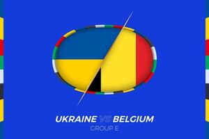 Oekraïne vs belgie Amerikaans voetbal bij elkaar passen icoon voor Europese Amerikaans voetbal toernooi 2024, versus icoon Aan groep fase. vector