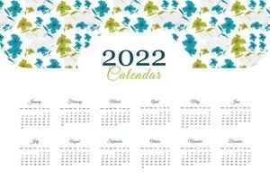 2022 kalendersjabloon ingesteld voor corporate. nieuwjaarskalender met plantdecoratie, weekstart vanaf maandag vector