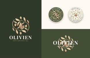 olijftak logo en badge ontwerp vector