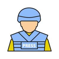 oorlogscorrespondent kleurpictogram. militaire journalist. geïsoleerde vectorillustratie vector