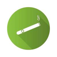 brandende sigaar plat ontwerp lange schaduw glyph pictogram. sigaret. rookgebied. vector silhouet illustratie