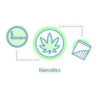 narcotica concept icoon. drugsmisbruik en verslaving idee dunne lijn illustratie. vector geïsoleerde overzichtstekening