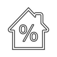 hypotheekrente lineaire pictogram. dunne lijn illustratie. huis met procent binnen. contour symbool. vector geïsoleerde overzichtstekening