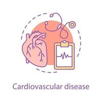 hart-en vaatziekten concept icoon. cardiologie idee dunne lijn illustratie. gezondheidszorg. vector geïsoleerde overzichtstekening