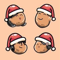 bruine huid gelukkige familie op eerste kerstdag met kerstman hoed vector