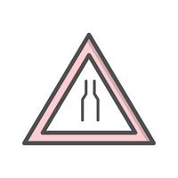 Vector Road versmalt aan beide kant Road Sign Icon