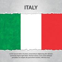 italië vlag op gescheurd papier vector