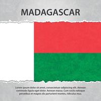 vlag van madagaskar op gescheurd papier vector