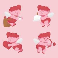 vector schattig cupido-personage in verschillende posities set collectie, happy Valentijnsdag in cartoon-stijl