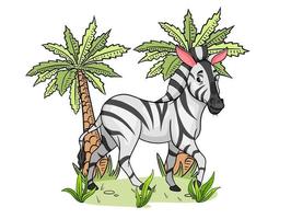 dierlijke karakter grappige zebra in cartoon-stijl. kinder illustratie. vector