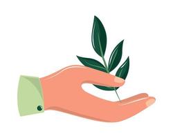 hand met plant vector