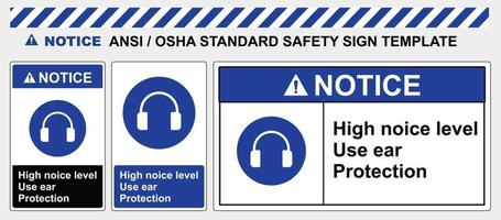 veiligheidsteken draag gehoorbescherming. standaard ansi en osha. vector