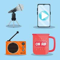 podcast microfoon pictogrammen vector