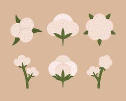 set katoenen bloemen vector