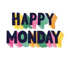 belettering van happy monday vector