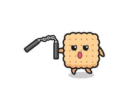 cartoon van cracker met nunchaku vector