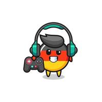 duitse vlag gamer mascotte met een gamecontroller vector