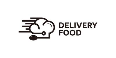 creatief voedsel levering logo ontwerp, chef hoed en snelheid, logo ontwerp Sjablonen, symbolen, pictogrammen, creatief ideeën. vector