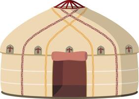 vector illustratie van een traditioneel centraal Azië yurt in tekenfilm stijl geïsoleerd Aan wit achtergrond. traditioneel huizen van de wereld serie