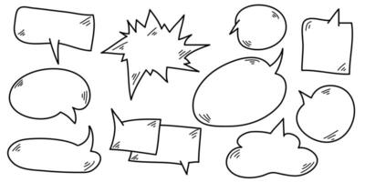 toespraak bubbels grappig Aan tekening set. geïsoleerd Aan wit achtergrond. vector illustratie
