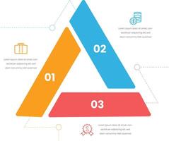 infographic driehoek concept voor glijbaan presentatie met 3 punt lijst met vlak stijl vrij vector