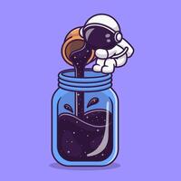 schattig astronaut vullen in pot tekenfilm vector icoon illustratie. wetenschap technologie icoon concept geïsoleerd premie vector. vlak tekenfilm stijl