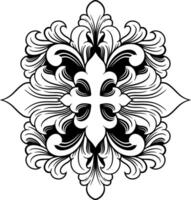 wijnoogst ornament bloem voor bruiloft zwart en wit vector