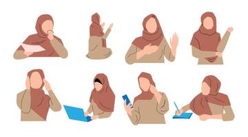 verzameling van vector illustraties van Dames vervelend de hijab