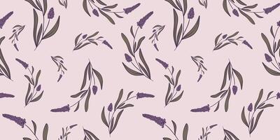 naadloos patroon met hand- getrokken bloemen van lavendel. perfect voor behang, omhulsel papier, textiel producten, afdrukken, web plaatsen, achtergrond, sociaal media, blog, presentatie en groet kaarten. vector