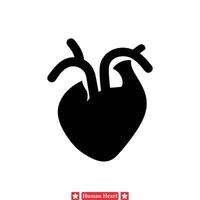 ontgrendelen hart- kennis menselijk hart vector silhouet reeks ontworpen voor medisch professionelen, studenten, en onderzoekers