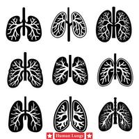 menselijk longen vector illustraties reeks aanbieden verbeterd zichtbaar duidelijkheid voor Gezondheid grafieken