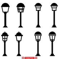 hedendaags straat verlichting bundel modern lamp post vectoren