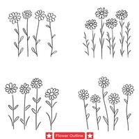 botanisch elegantie ingewikkeld bloem silhouetten set, ideaal voor scrapbooken, uitnodigingen, en natuur themed creaties vector