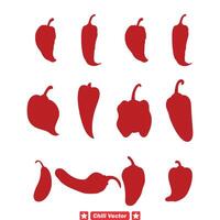 ai gegenereerd creatief hittegolf Chili vector reeks perfect voor restaurant menu's en flyers