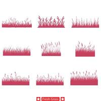 biologisch floreren boeiend vers gras silhouet reeks voor eco vriendelijk kunstwerken projecten vector