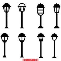 sier- lamp post reeks gedetailleerd stad straat verlichting vectoren