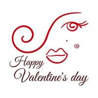 gelukkige Valentijnsdag wenskaart. elegante vrouw gezicht lijntekeningen vector