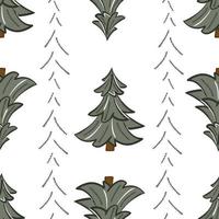 naadloos patroon van kerstboom en decoratieve naaldtakken. platte vector achtergrond