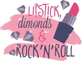 lippenstift diamanten en rots 'n' rollen vector