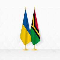 Oekraïne en vanuatu vlaggen Aan vlag stellage, illustratie voor diplomatie en andere vergadering tussen Oekraïne en vanuatu. vector