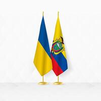 Oekraïne en Ecuador vlaggen Aan vlag stellage, illustratie voor diplomatie en andere vergadering tussen Oekraïne en Ecuador. vector