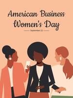 Amerikaans bedrijf vrouwen dag. september 22e. banier met Dames van verschillend nationaliteiten. vector. vector