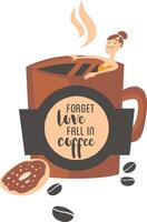 vergeten liefde vallen in koffie vector illustratie